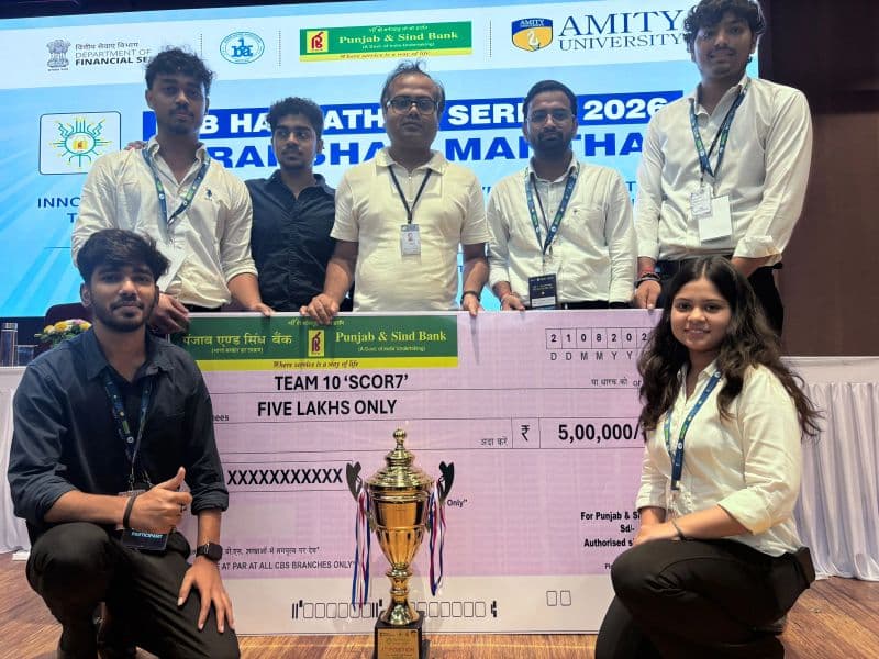 Team SCOR7 with the first-prize trophy and award cheque