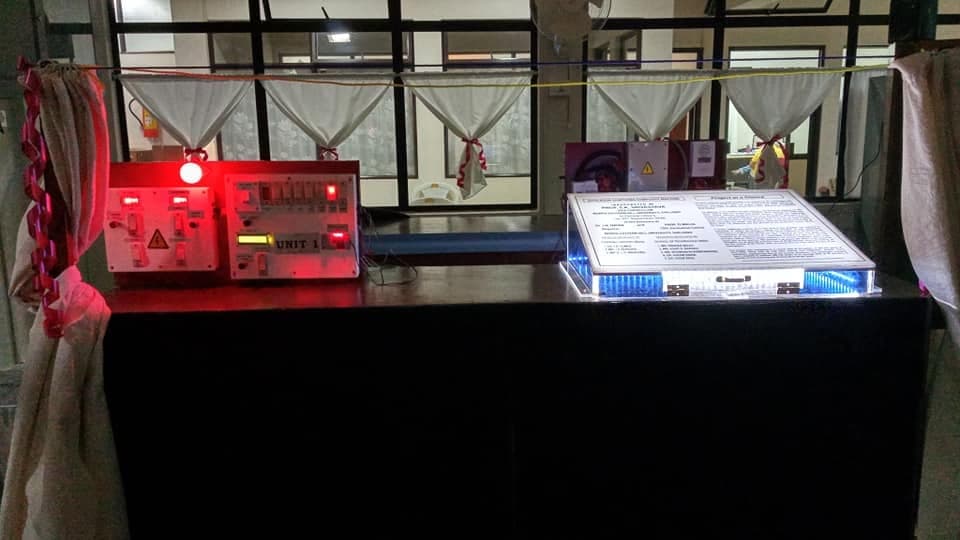 Original book sanitising machine installation with control panel and illuminated project display at NEHU